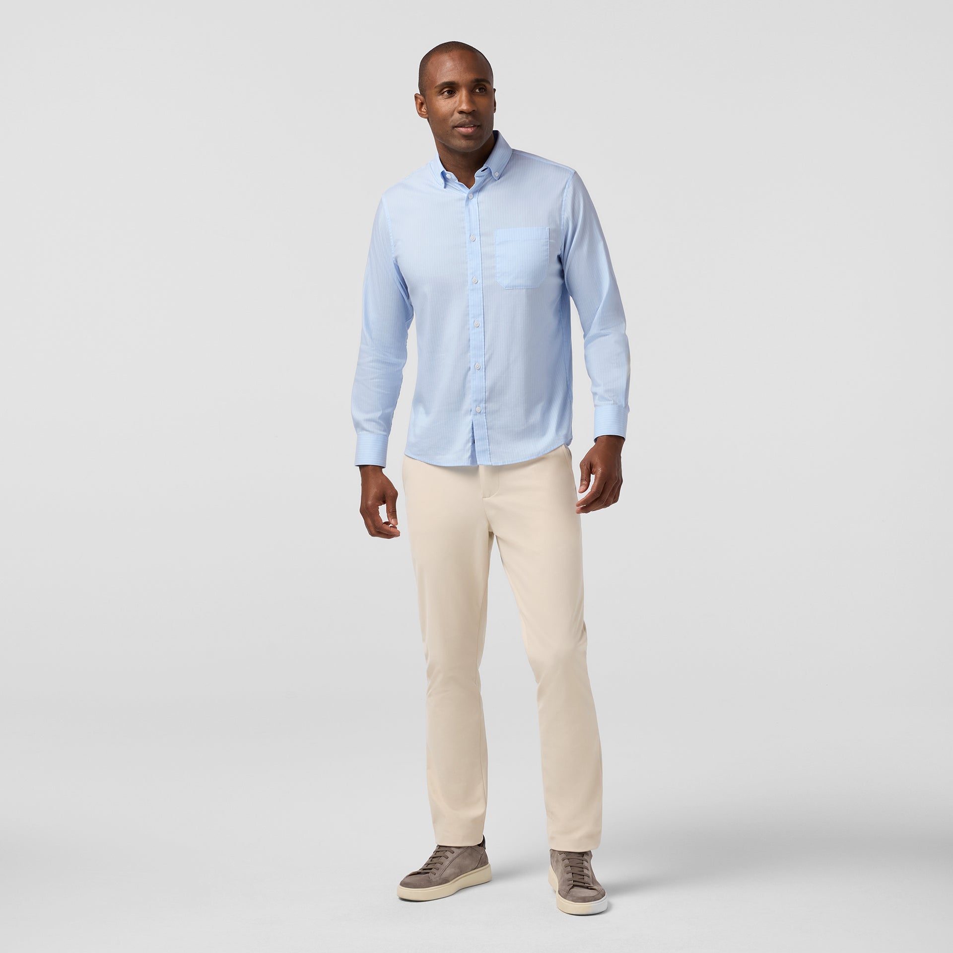 Kennedy Shirt Cloud Blue Chalk Stripe Mizzen+Main