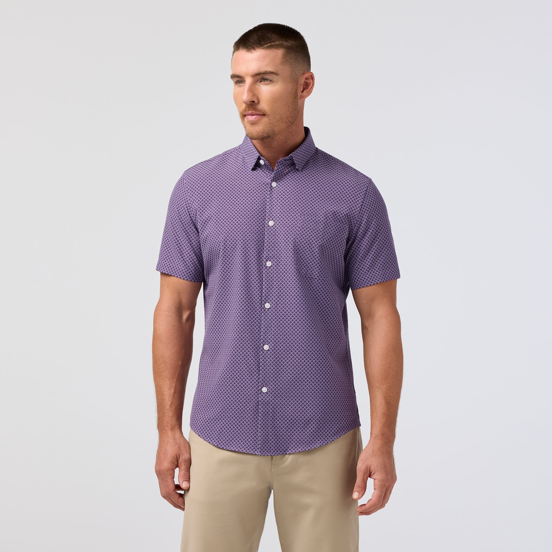 Leeward Short Sleeve Passion Purple Palm Shadow Mizzen+Main