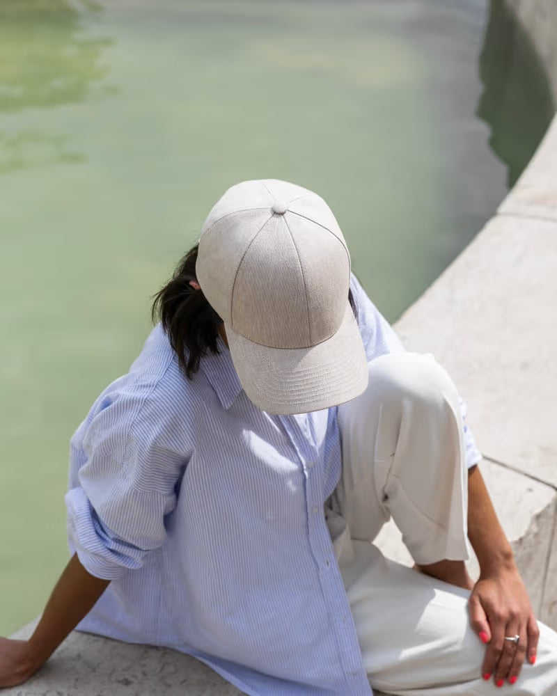 Legacy Structured Linen Cap Hampton Beige Varsity Headwear