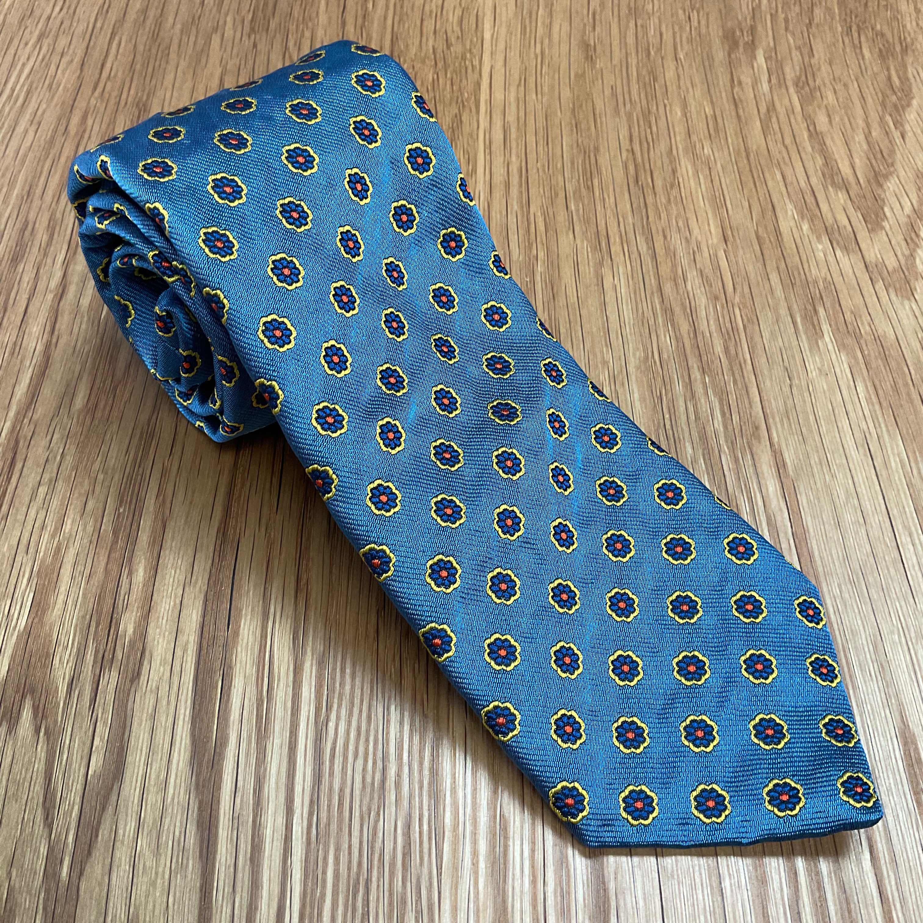 Light Blue Floral Silk Tie Q. Contrary