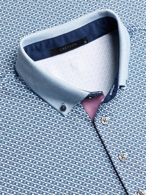 Link Short Sleeve Polo Arctic Greyson Clothiers Collar Detail