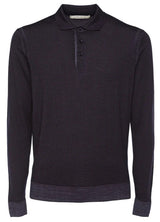 Dark Navy Long Sleeve Polo Sweater | Lorenzoni
