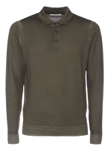 Dark Green Long Sleeve Polo Sweater | Lorenzoni
