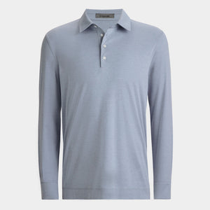 Luxe Cotton Blend Long Sleeve Polo - Twilight