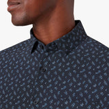 Navy Multi Leaf Print Short Sleeve Shirt | Mizzen + Main