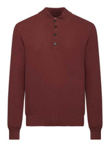 Red Button Mock Neck Sweater | Lorenzoni