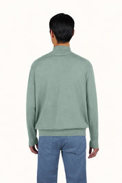 140’S superfine Merino Wool Half‑Zip Sweater - Sage Green | Paul & Shark