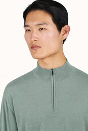 140’S superfine Merino Wool Half‑Zip Sweater - Sage Green | Paul & Shark
