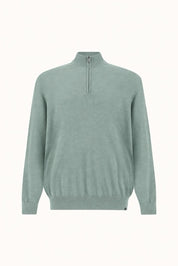 140’S superfine Merino Wool Half‑Zip Sweater - Sage Green | Paul & Shark
