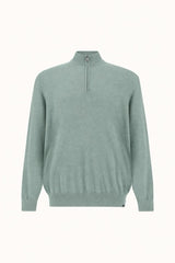 140’S superfine Merino Wool Half‑Zip Sweater - Sage Green | Paul & Shark