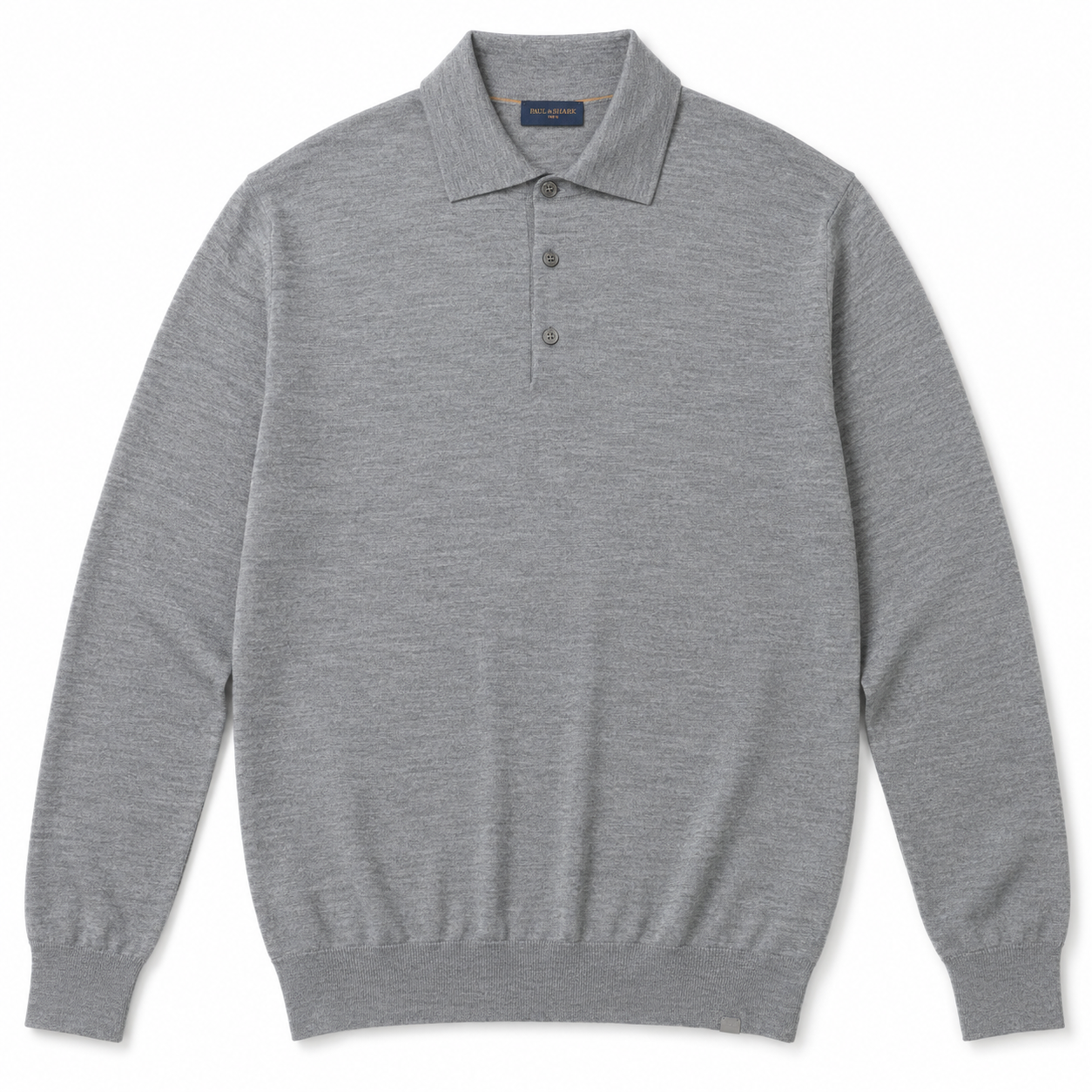 Merino Wool Polo Shirt Grey Heather Paul & Shark 