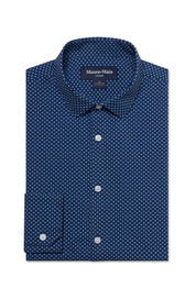 Midnight Navy Crest Dot Leeward Dress Shirt No Tuck Mizzen+Main 