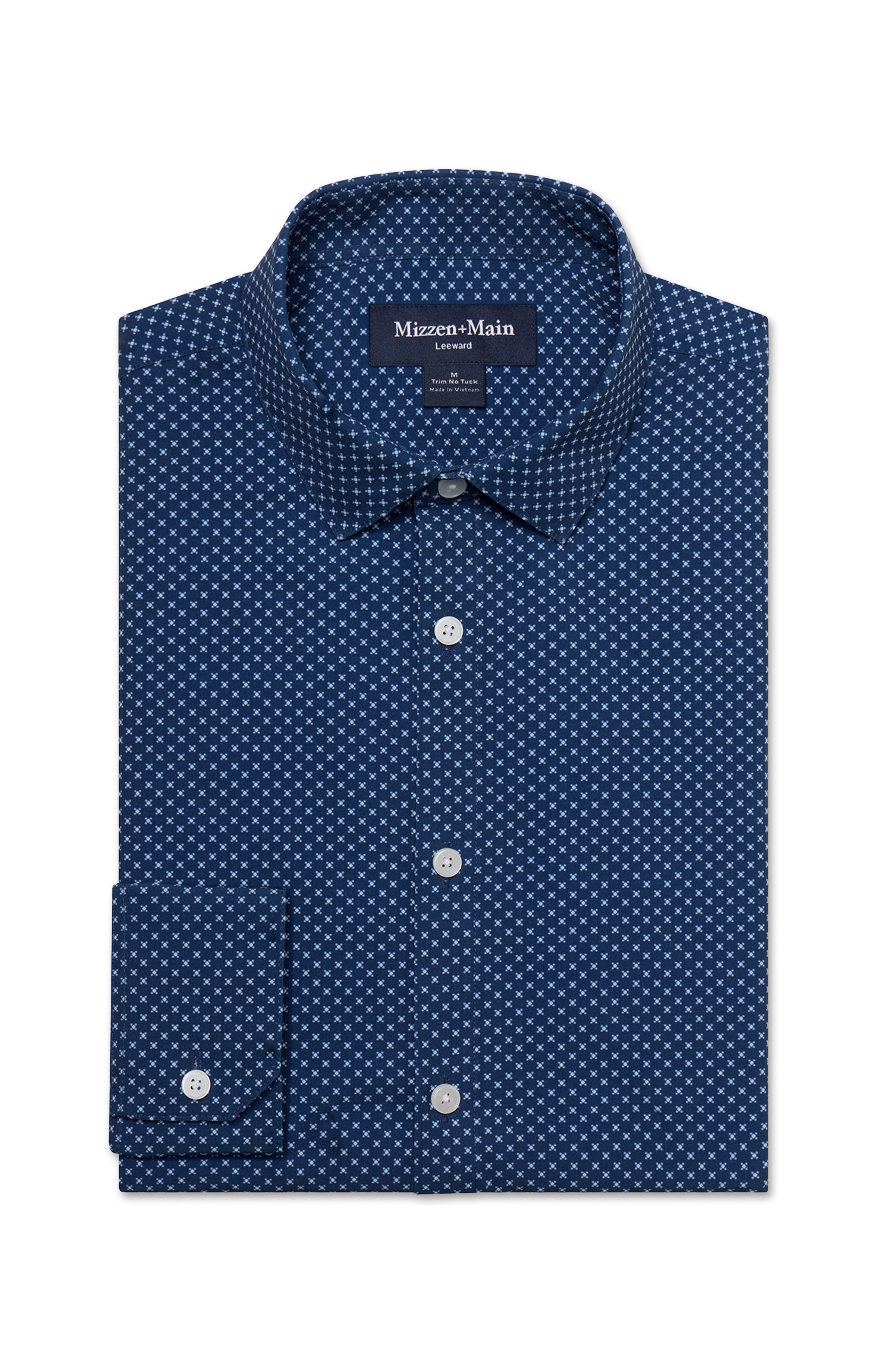 Midnight Navy Crest Dot Leeward Dress Shirt No Tuck Mizzen+Main 