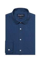 Midnight Navy Crest Dot Leeward Dress Shirt - No Tuck | Mizzen+Main