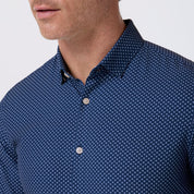 Midnight Navy Crest Dot Leeward Dress Shirt No Tuck Mizzen+Main 