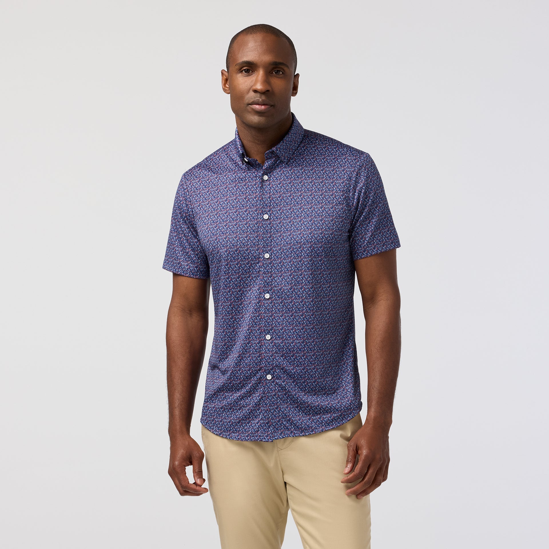 Midnight Navy Variegated Leaf Halyard Short Sleeve Mizzen+Main