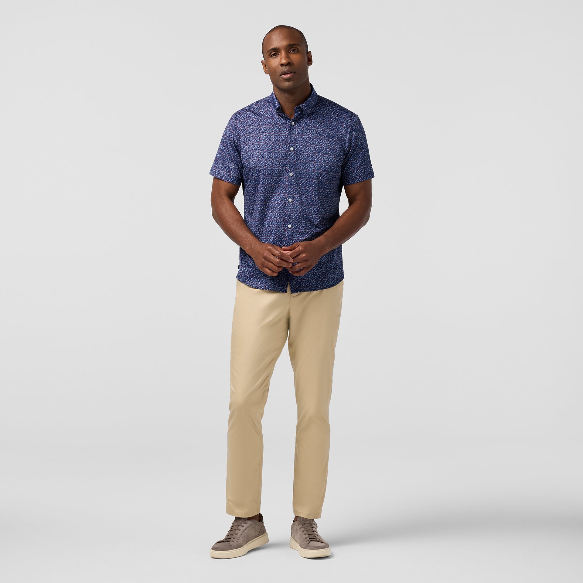 Midnight Navy Variegated Leaf Halyard Short Sleeve Mizzen+Main