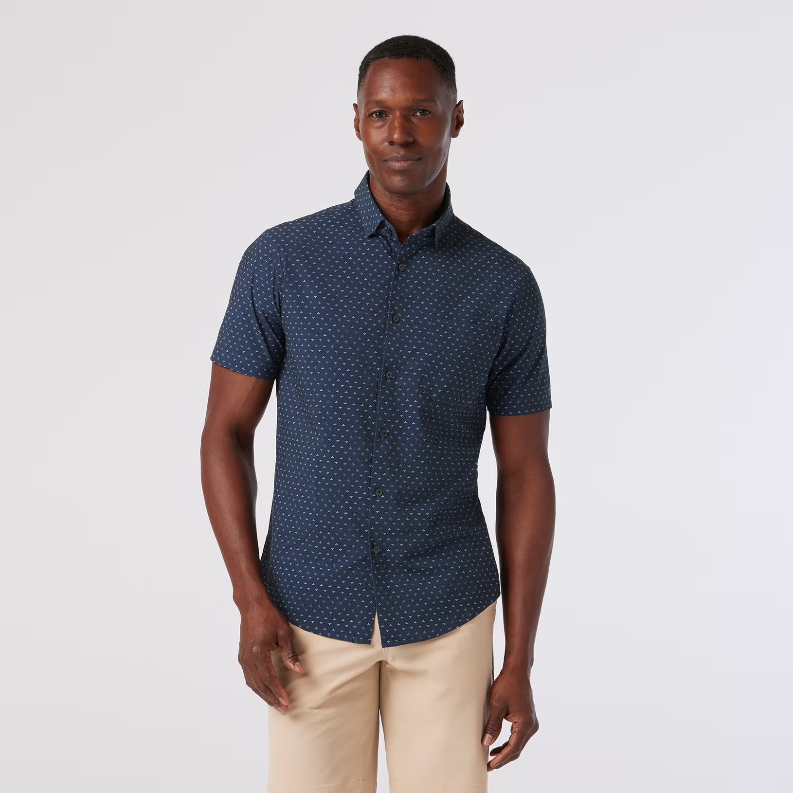 Mizzen + Main Navy Dotted Leeward Short Sleeve Shirt