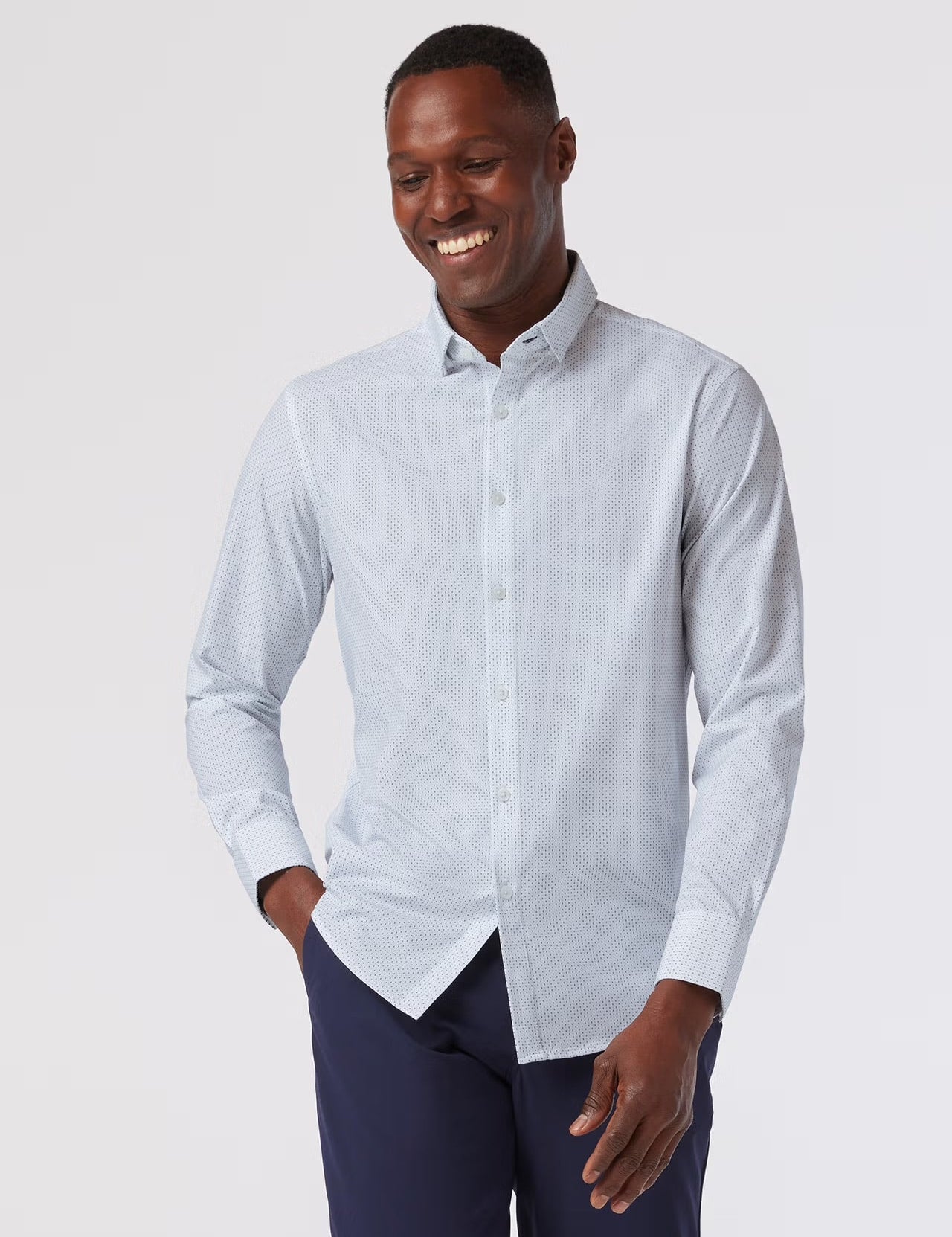 Mizzen+Main White Confetti Leeward No Tuck Dress Shirt