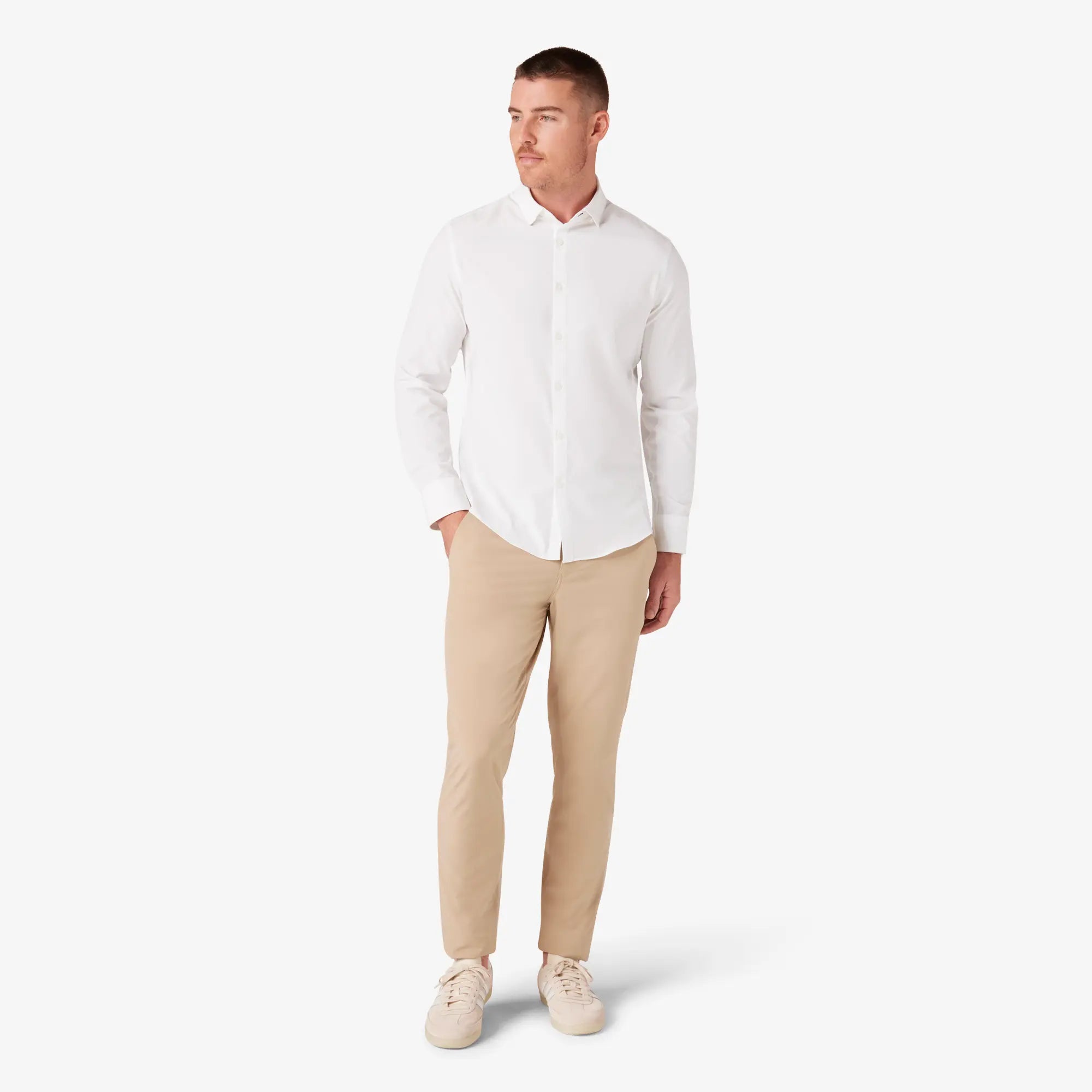 men's no tuck dress shirts Leeward No Tuck Dress Shirt in White Solid Size Large