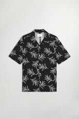 Ole Open Collar Short Sleeve Shirt - Black | NN.07