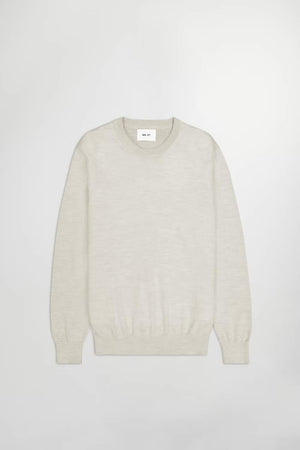 NN07 Ted Light Weight Sweater in Light Khaki Melange