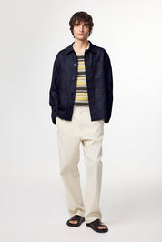 NN07 Olav Linen Workwear-Inspired Overshirt in Navy