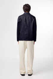 NN07 Olav Linen Workwear-Inspired Overshirt in Navy