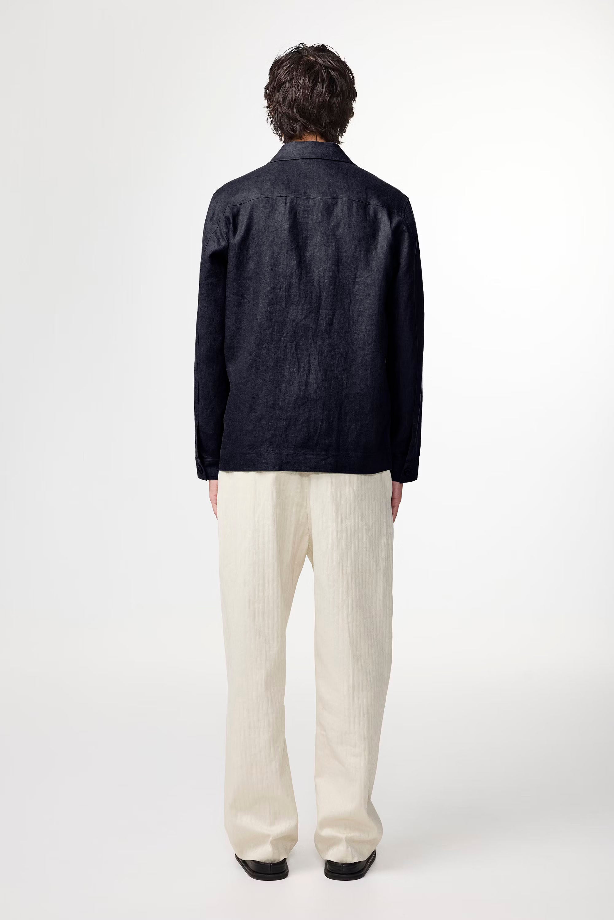NN07 Olav Linen Workwear-Inspired Overshirt in Navy