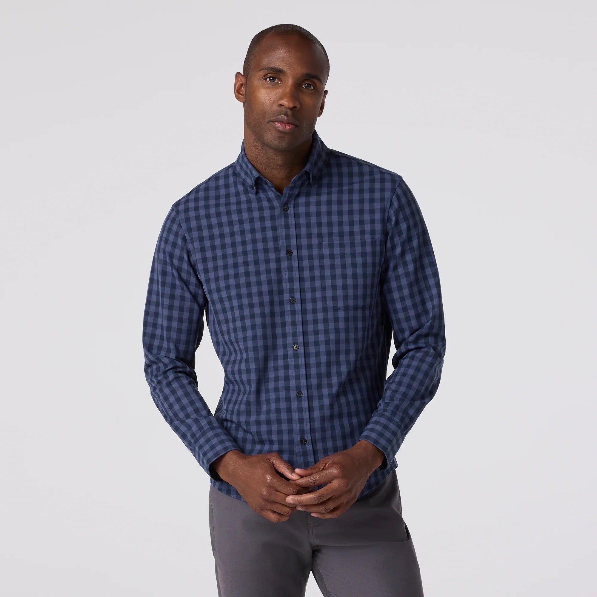 Navy Hayes Gingham City Flannel Shirt Mizzen+Main