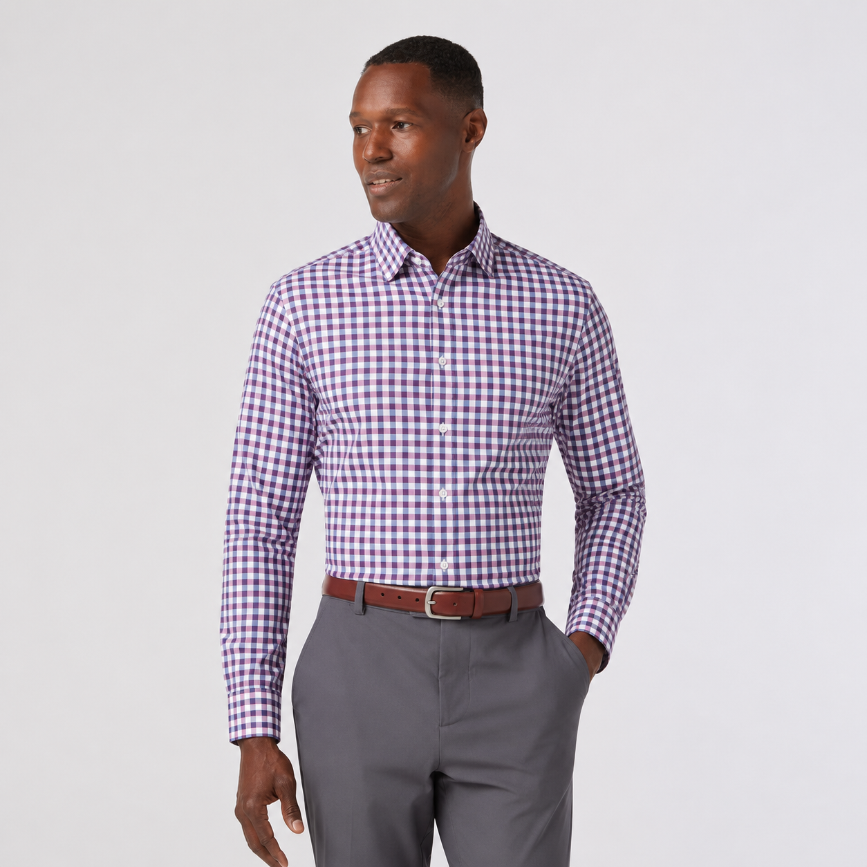 Navy Madison Check Leeward Dress Shirt | Mizzen+Main