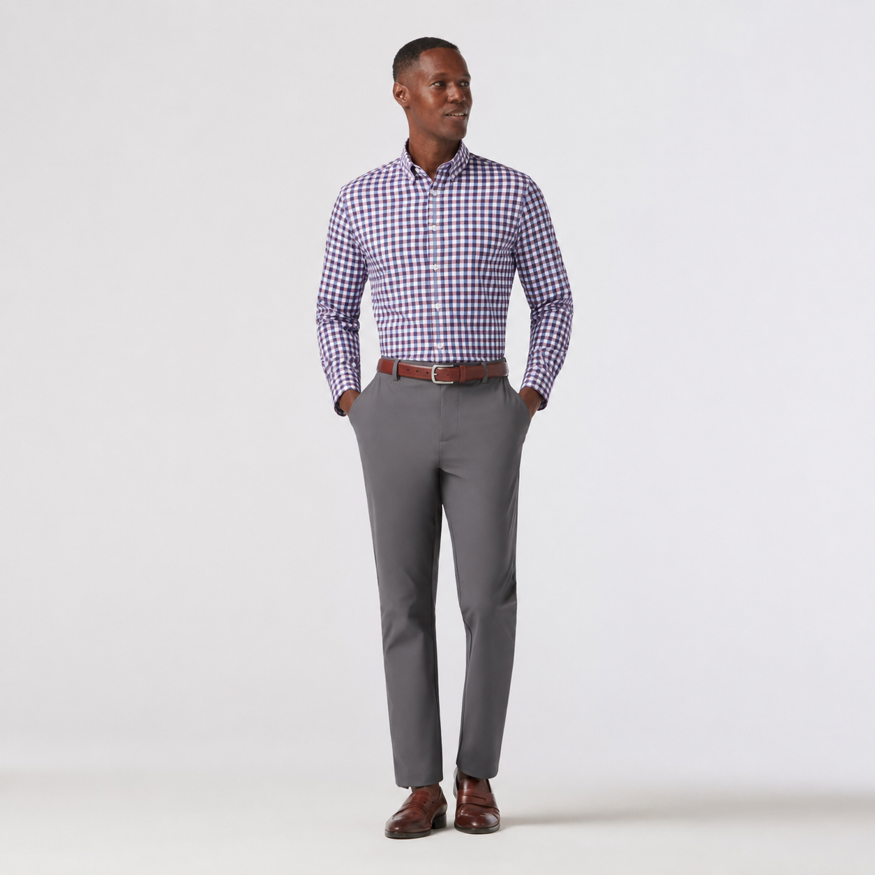 Navy Madison Check Leeward Dress Shirt Mizzen+Main