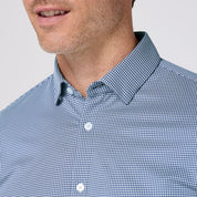 Navy Peter Gingham Halyard Dress Shirt  Mizzen+Main
