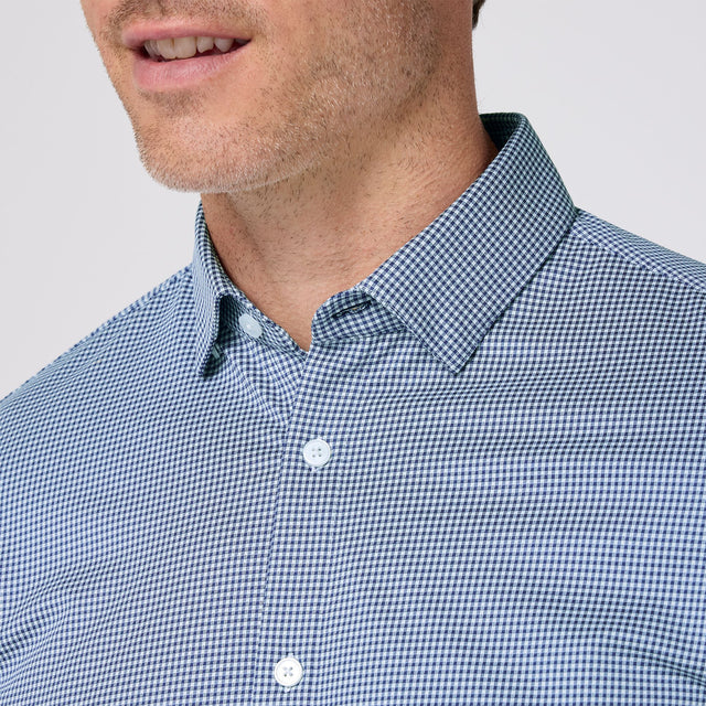 Navy Peter Gingham Halyard Dress Shirt  Mizzen+Main