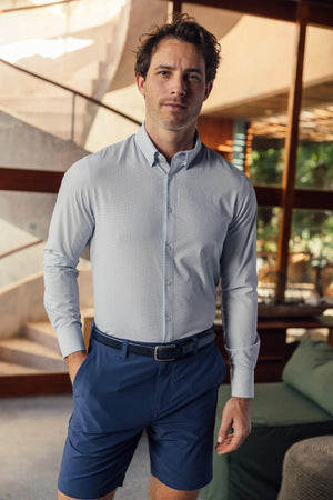 Navy Plus Print Leeward Dress Shirt Mizzen + Main