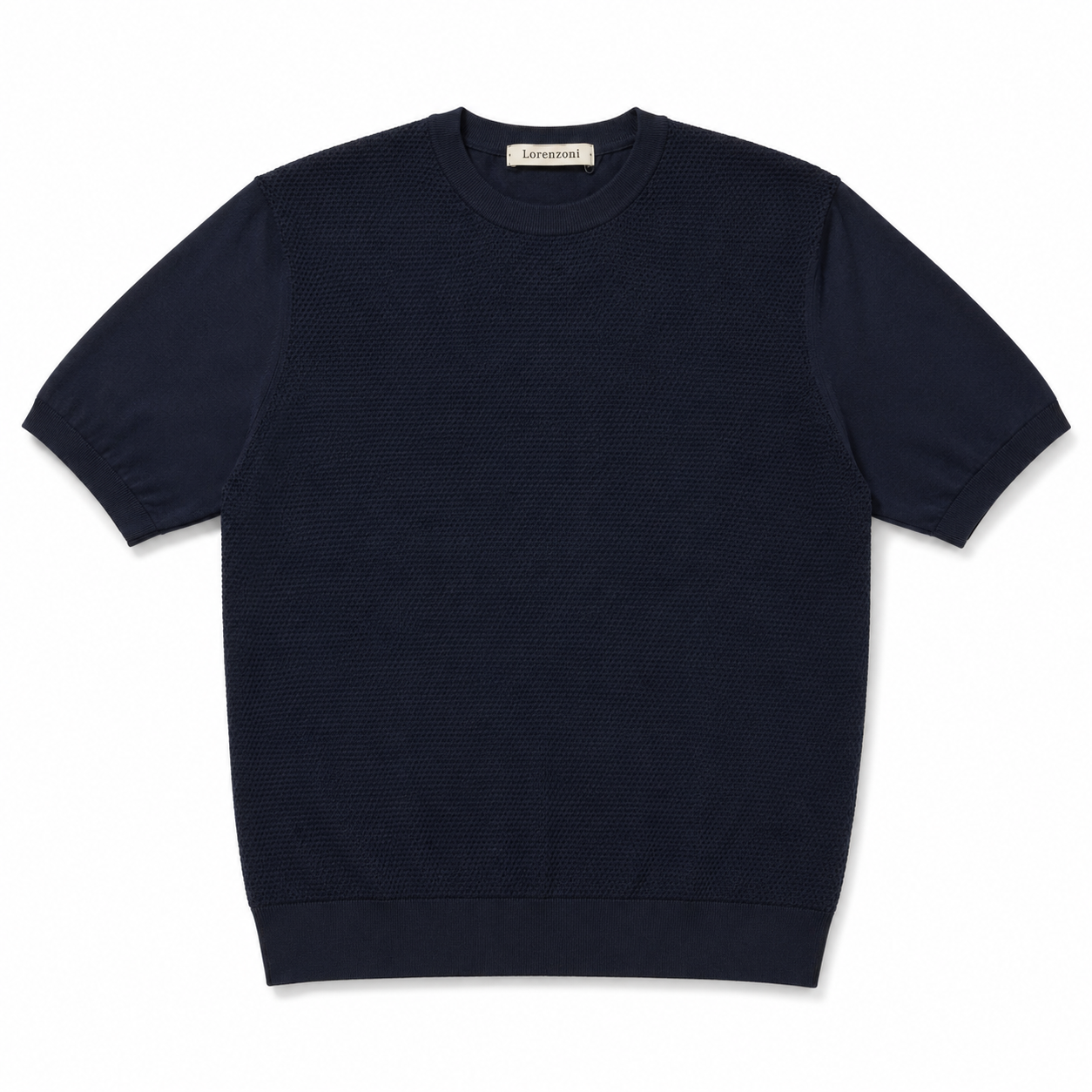 Navy Short Sleeve Crew by Lorenzoni