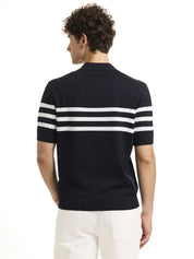 Navy Stripe Short Sleeve Sweater Polo Impulso 