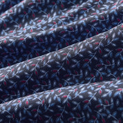 Navy Vine Leaf Short Sleeve Leeward Dress Shirt Mizzen + Main Fabric Close