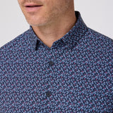 Navy Vine Leaf Short Sleeve Shirt | Mizzen+Main