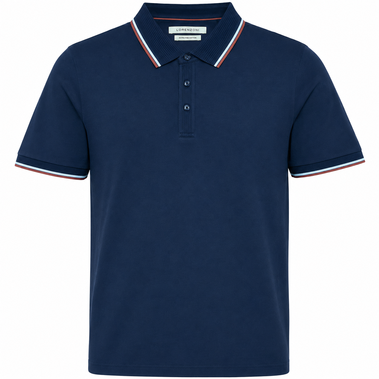 Navy With Brown Tipping Polo Lorenzoni