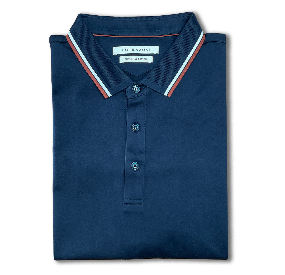 Navy With Brown Tipping Polo Lorenzoni