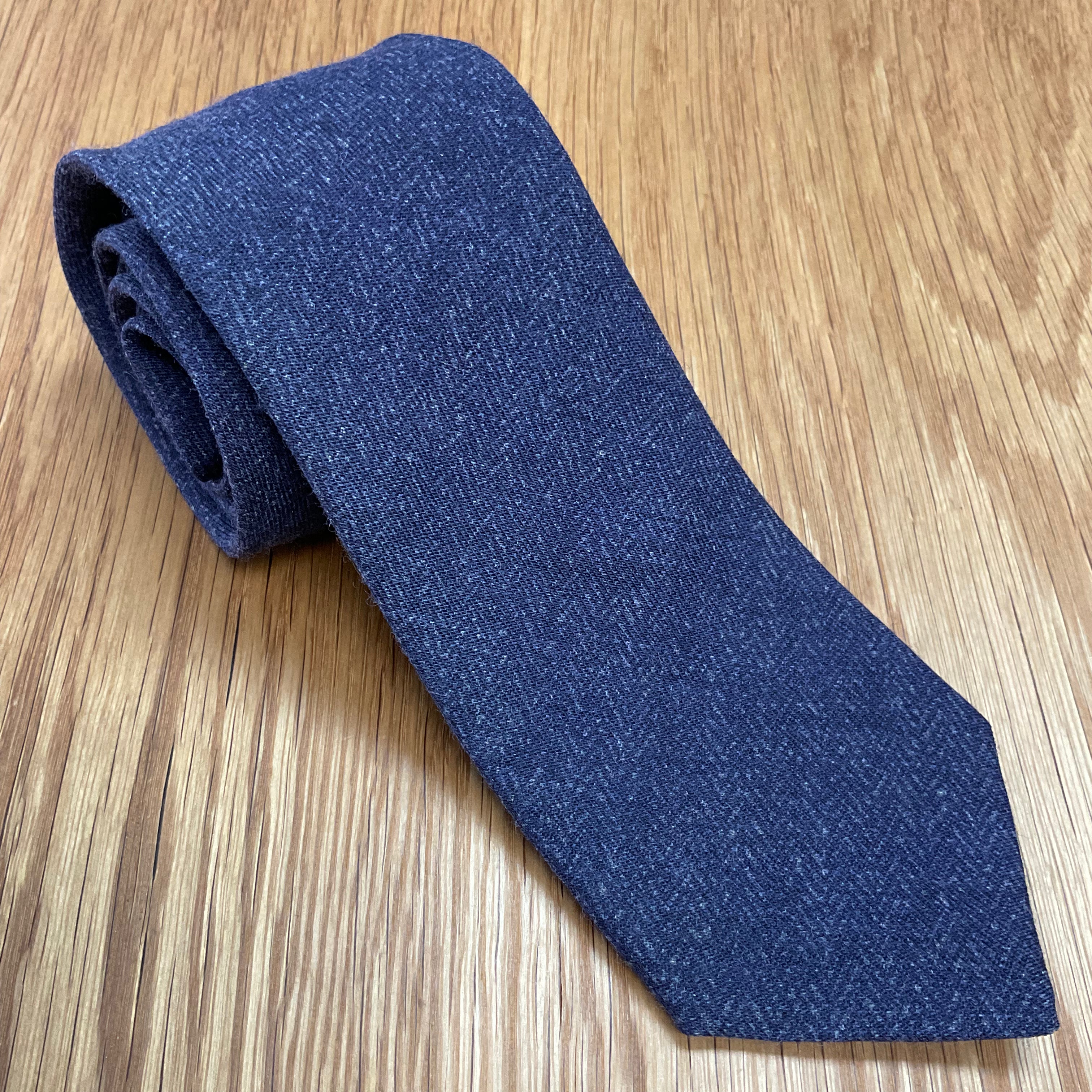 Navy Herringbone Wool Tie Q. Contrary