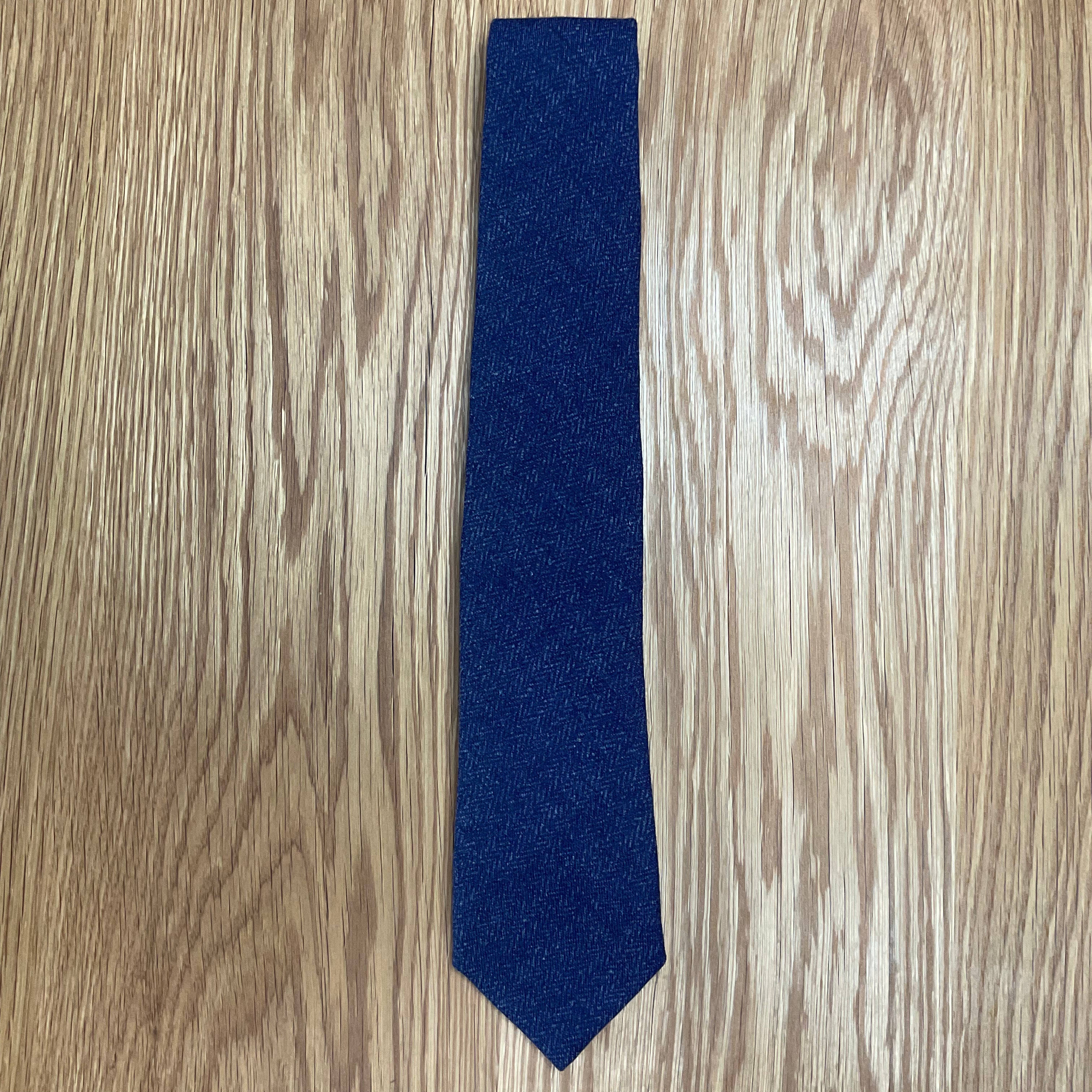 Navy Herringbone Wool Tie Q. Contrary