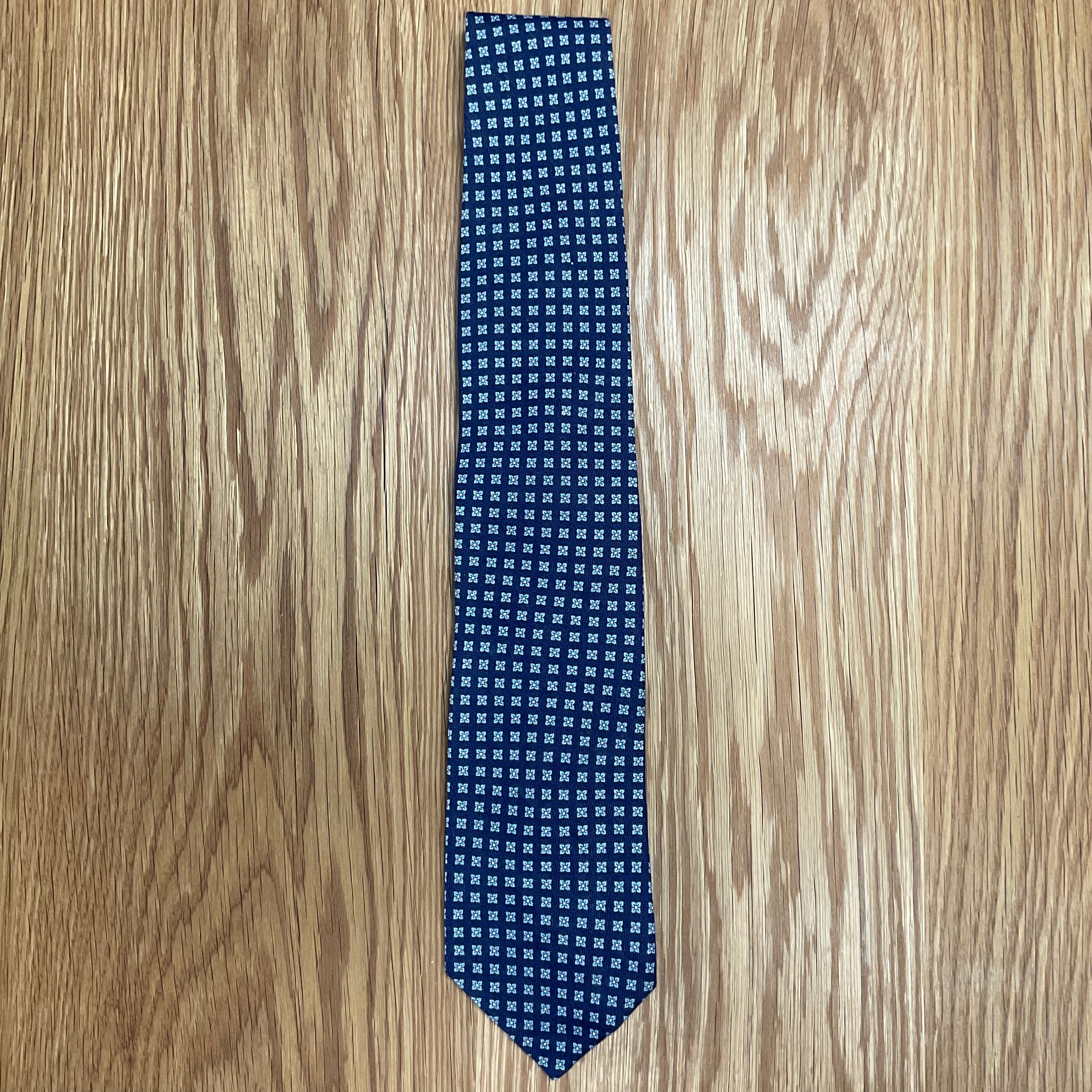 Navy Micro Floral Linen Tie Q. Contrary