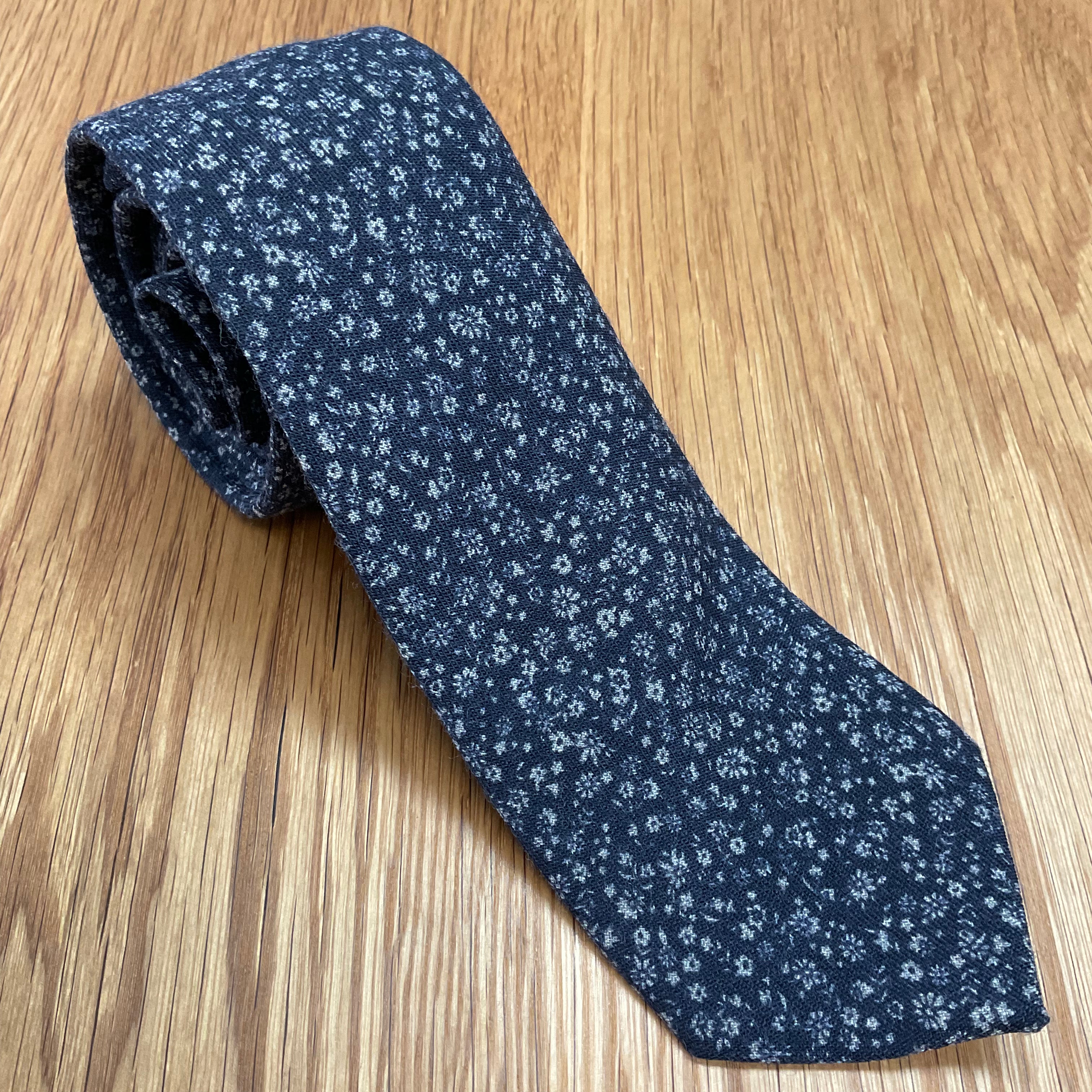 Navy Micro Floral Wool Tie Q. Contrary