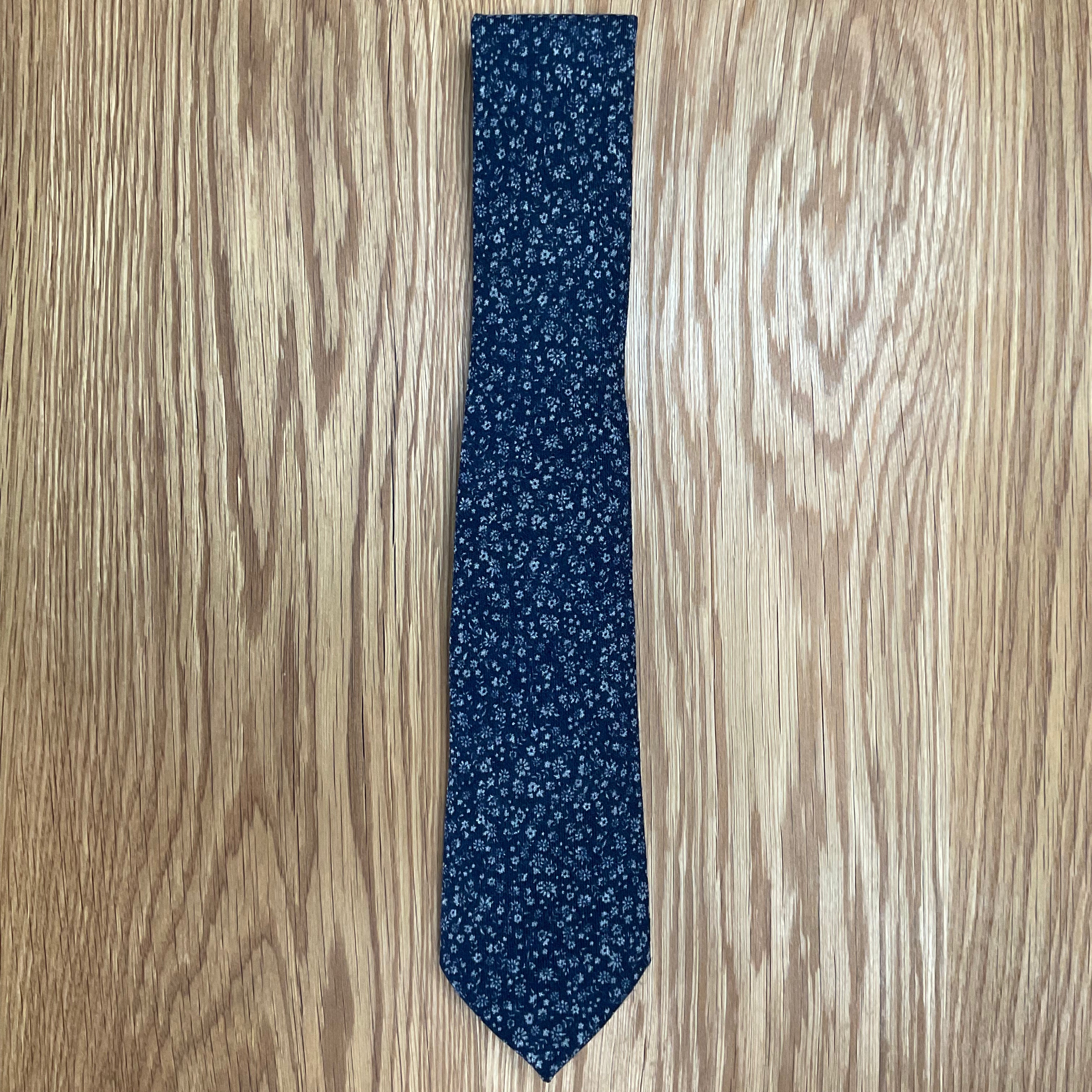 Navy Micro Floral Wool Tie Q. Contrary