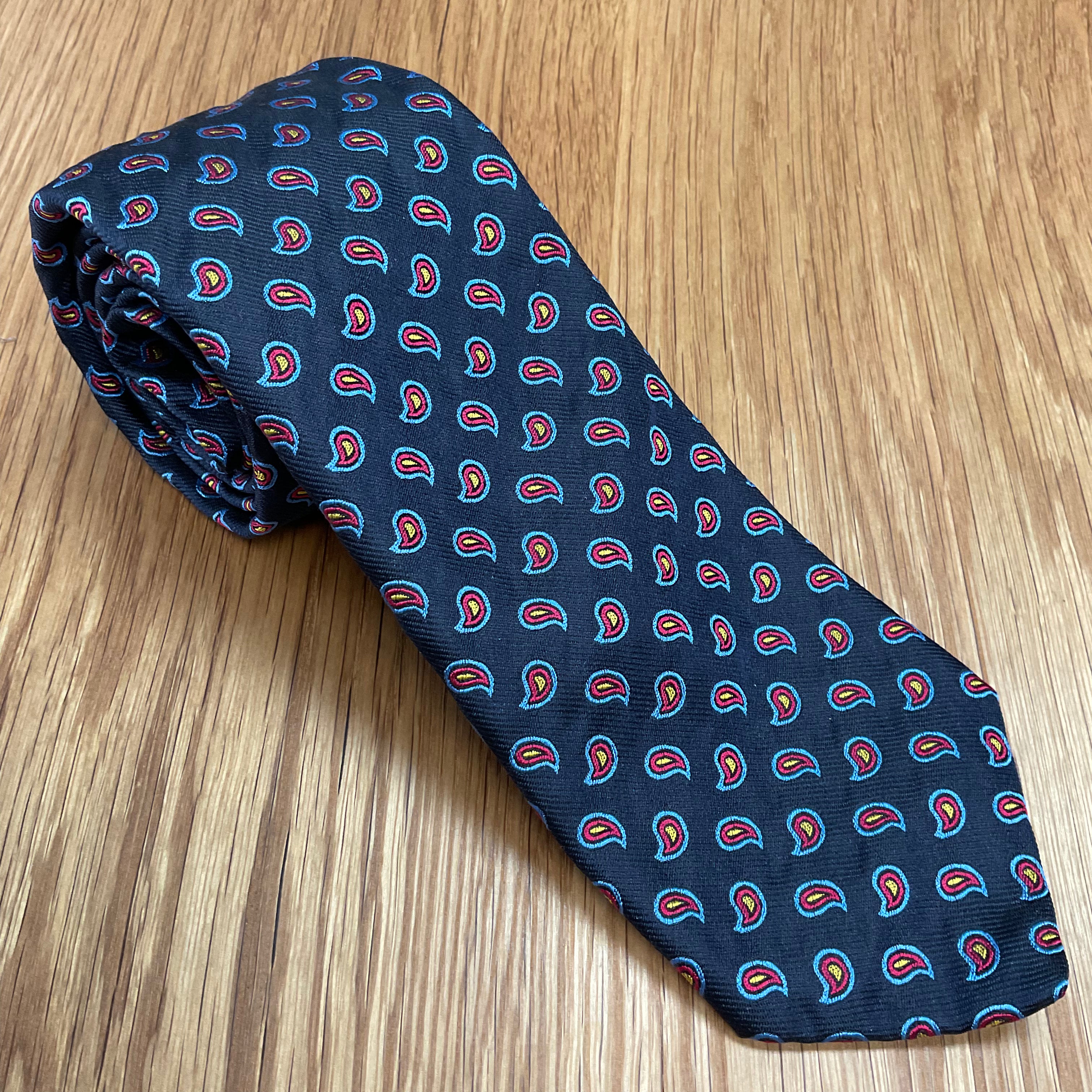 Navy Micro Paisley Silk Tie Q. Contrary