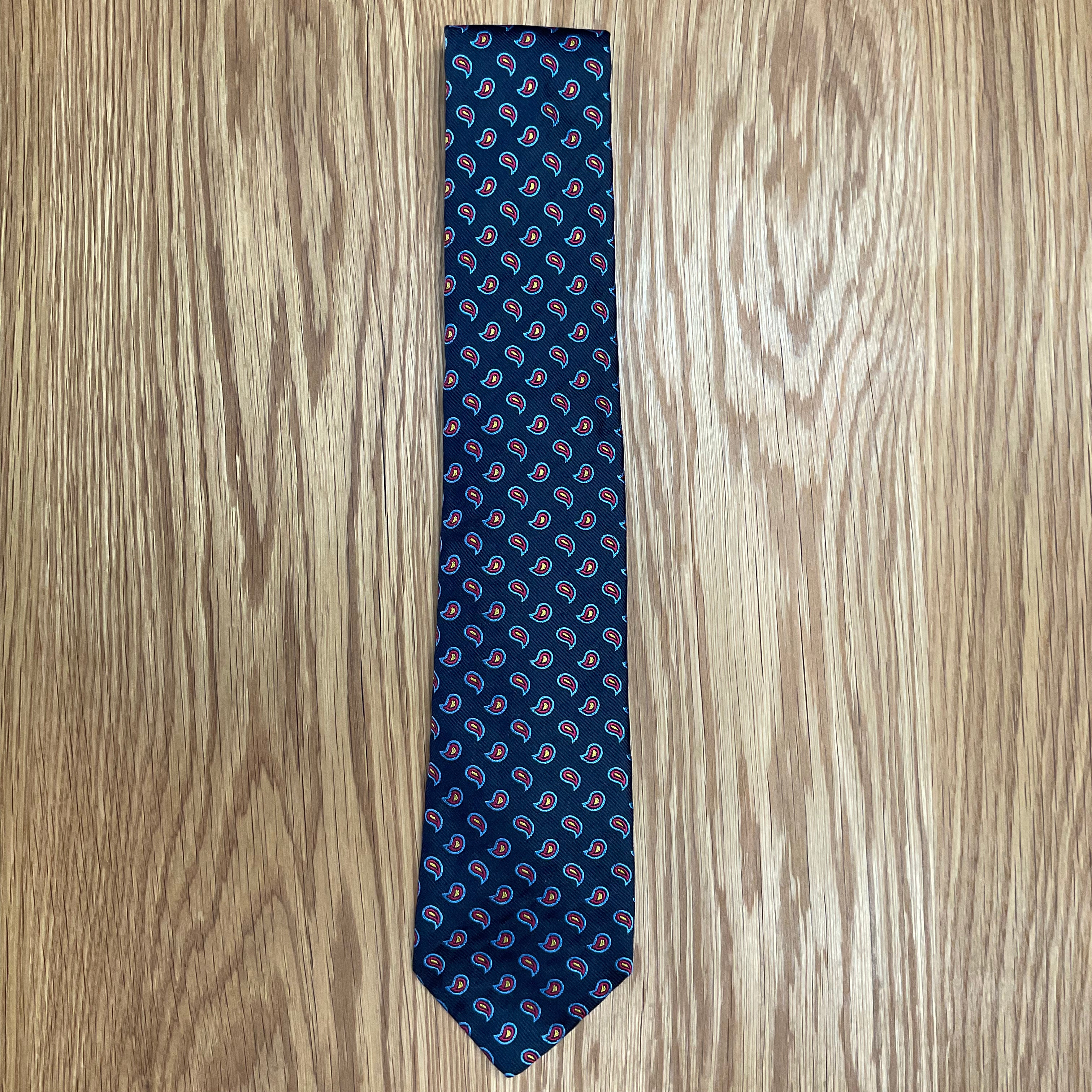 Navy Micro Paisley Silk Tie Q. Contrary