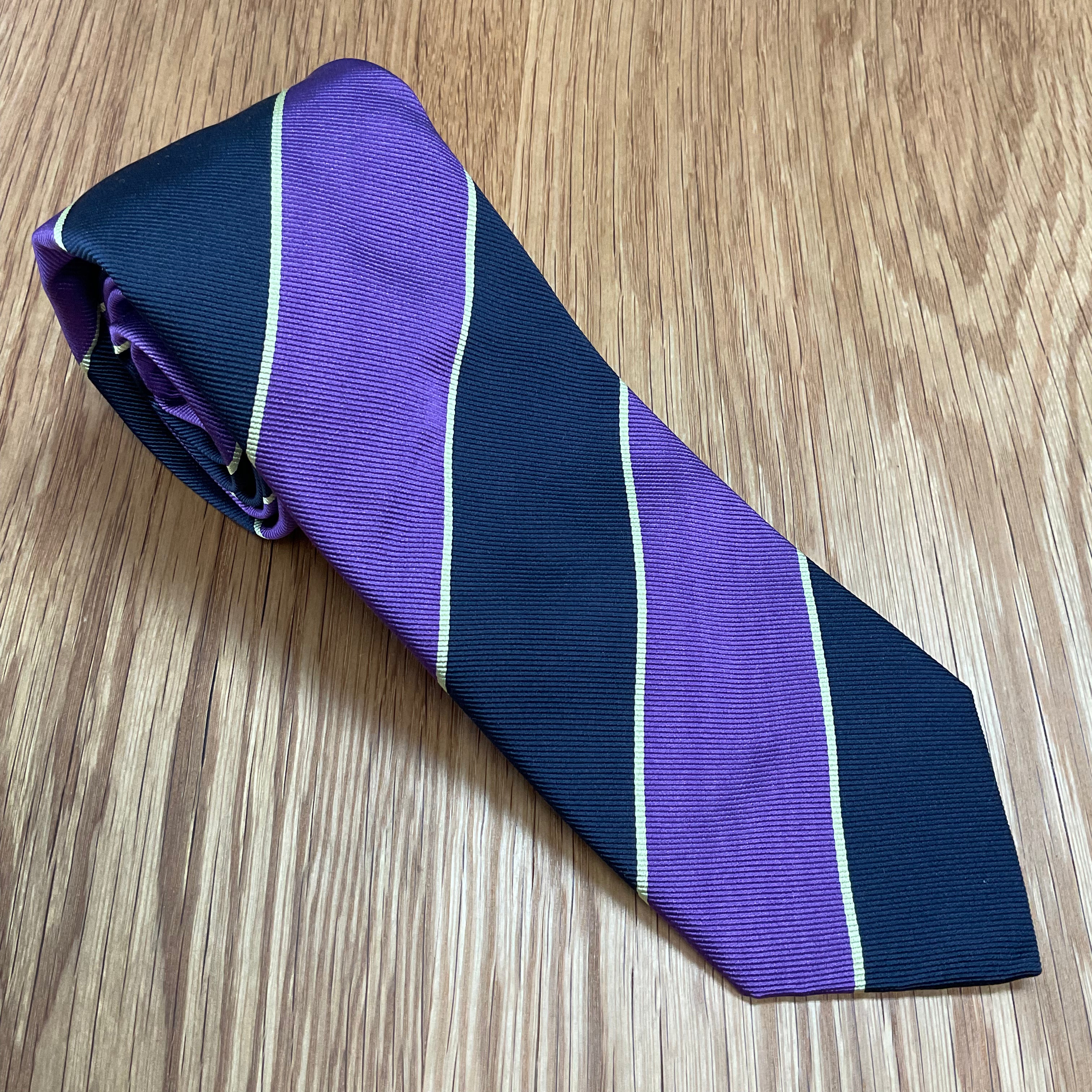 Navy Purple Wide Stripe Silk Tie Q. Contrary