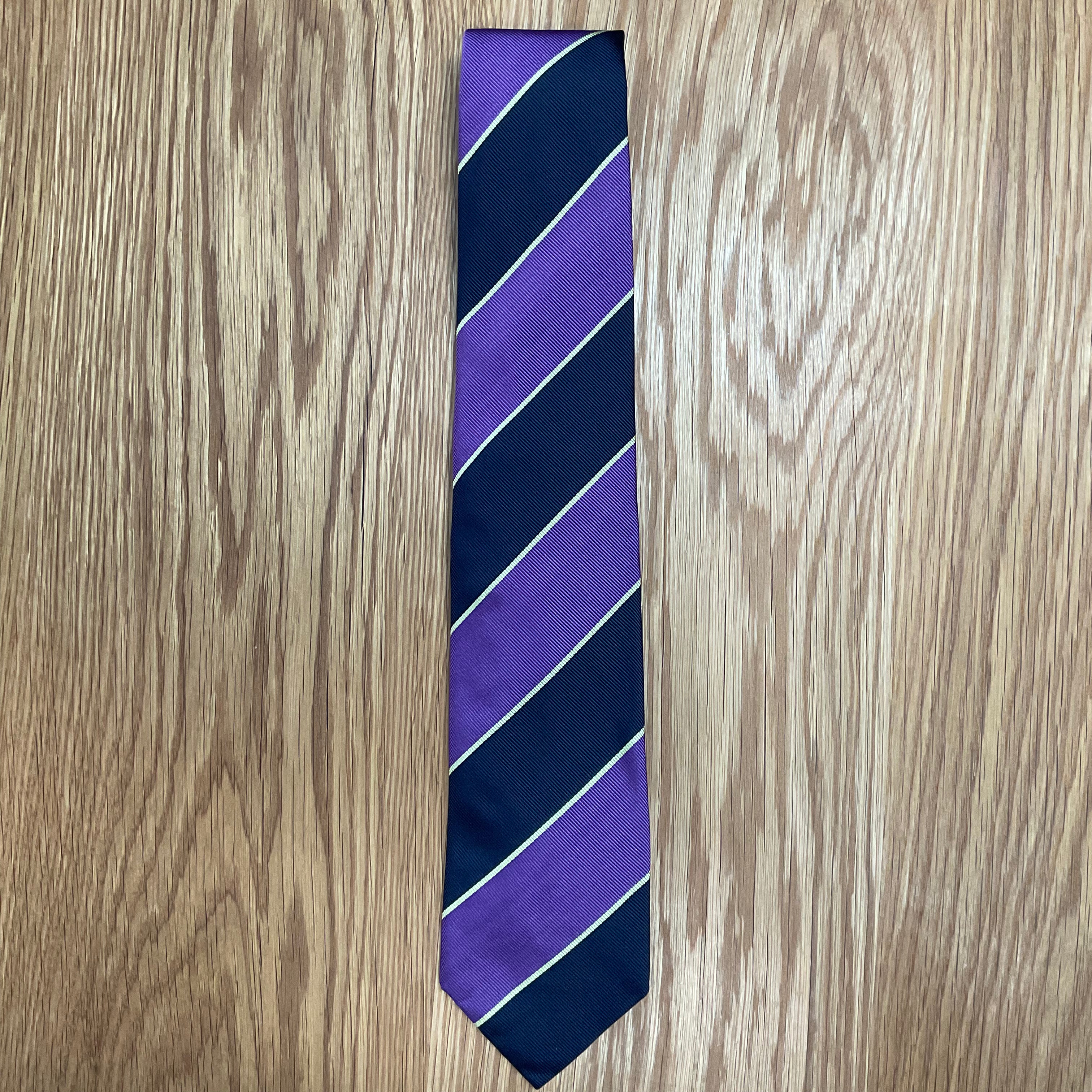 Navy Purple Wide Stripe Silk Tie Q. Contrary